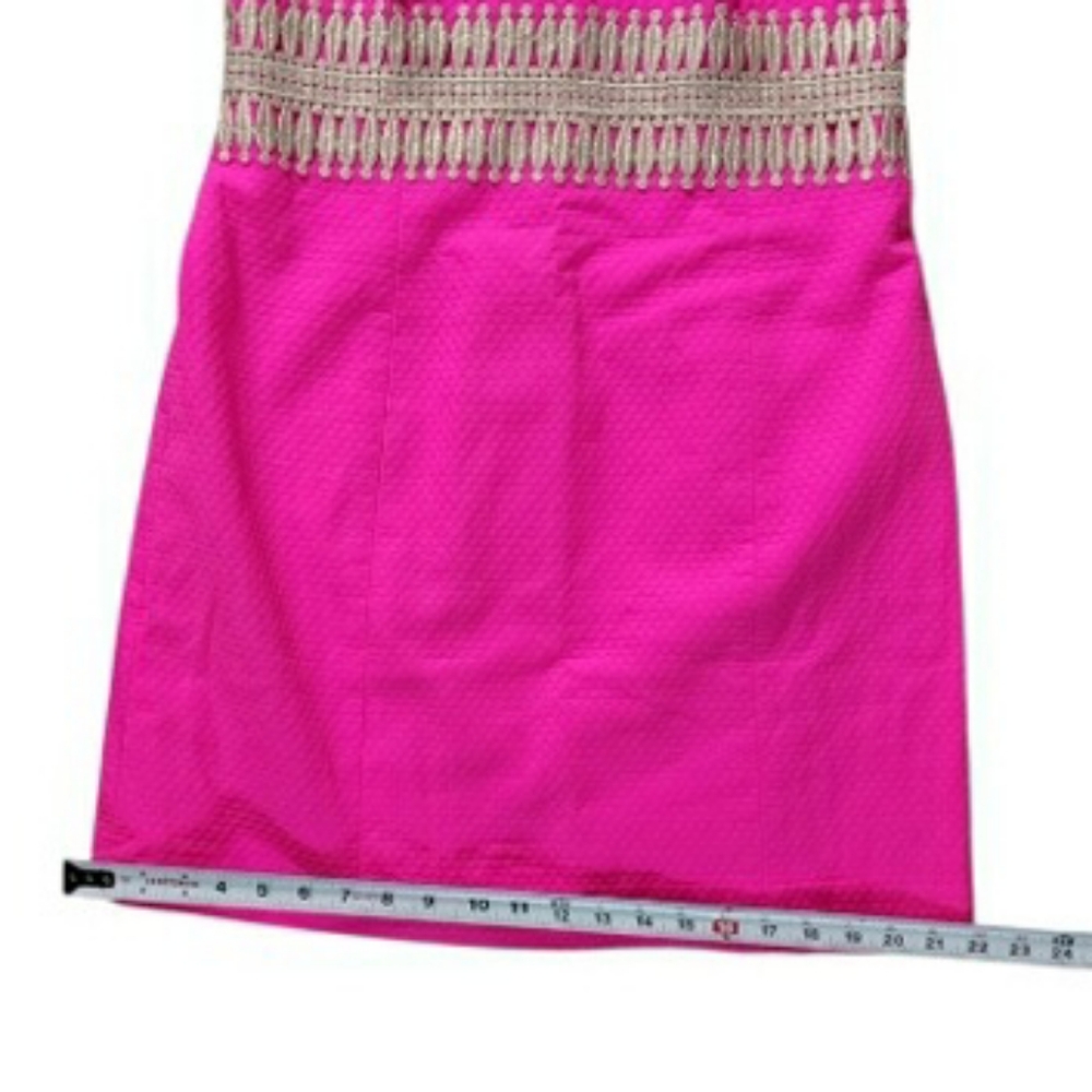 Lilly Pulitzer Ashlyn Pink Magenta Gold Shift Dress Sleeveless Summer Women 8 - Picture 12 of 14